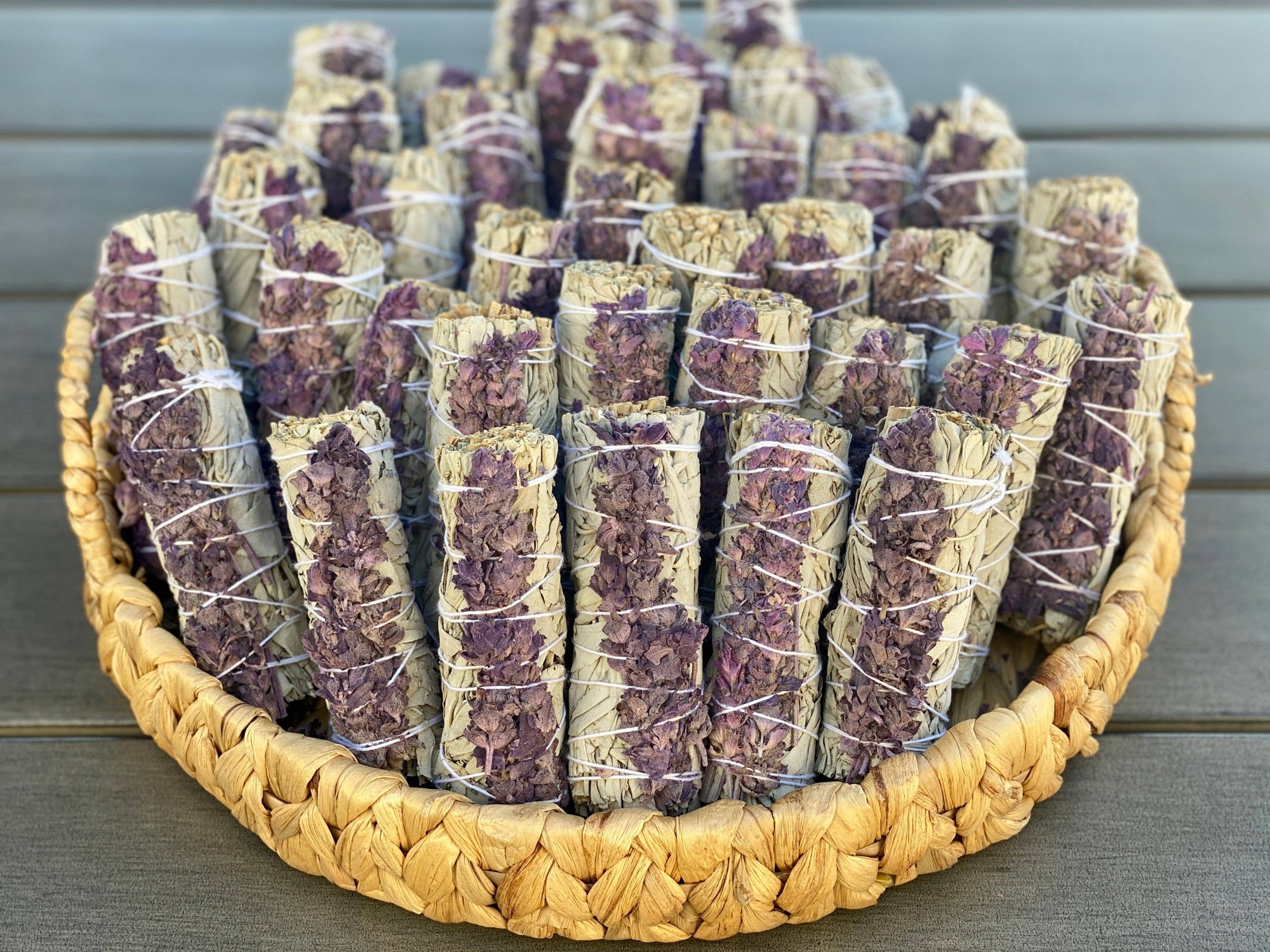 White Sage w/ Lavender Flowers Smudge Sticks in Bulk